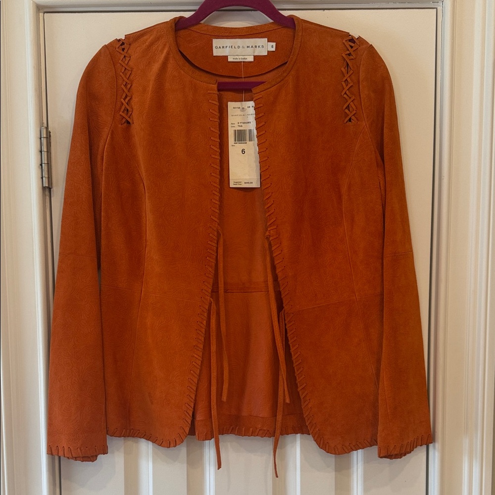 Garfield & Marks Tangerine Leather Bohemian Jacket - Size 6